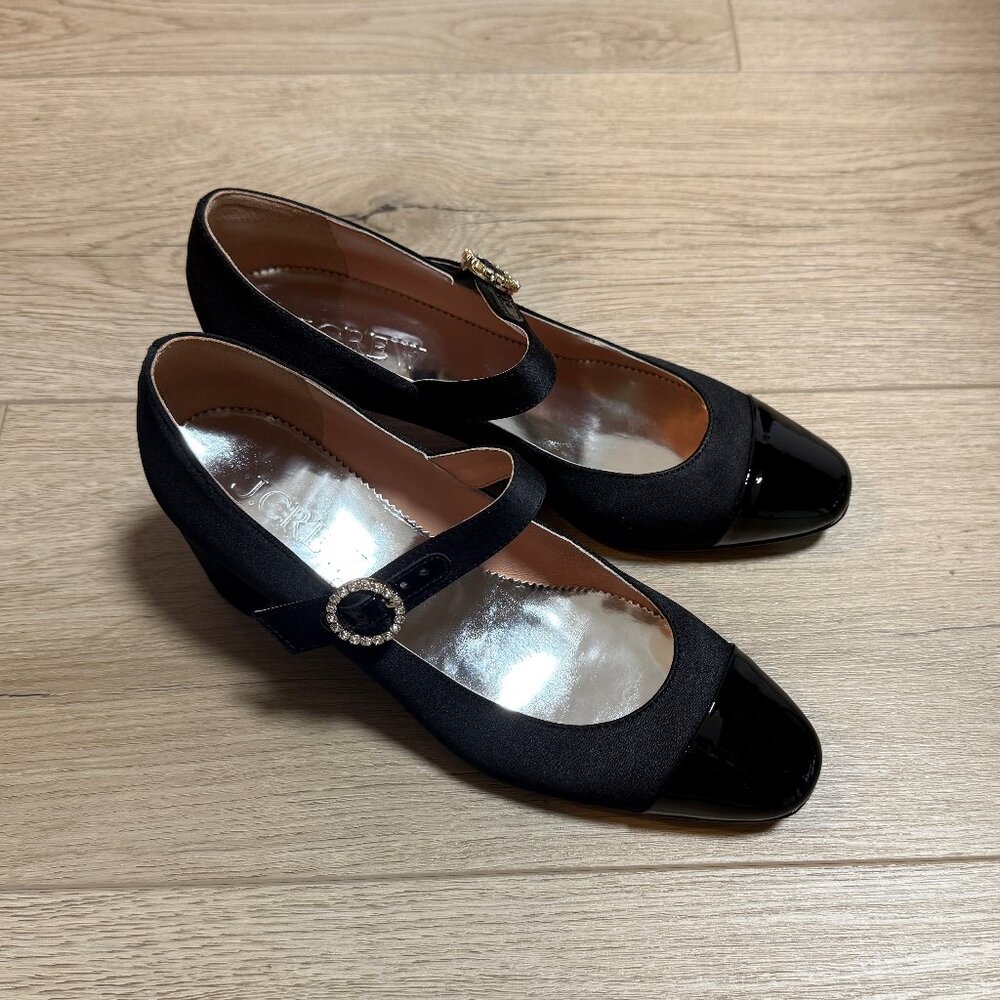 Millie Mary Jane heels in satin and leather brand new